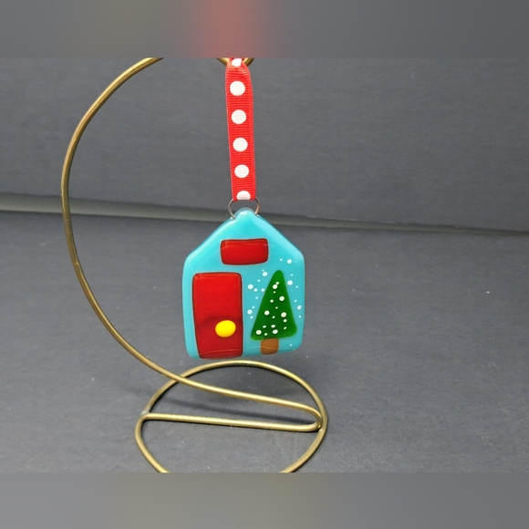 Holiday Fused Glass House Shaped Christmas Ornament Poshmark